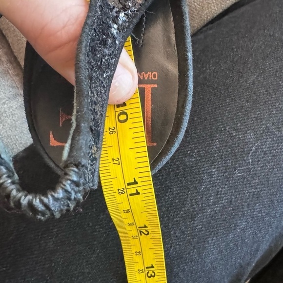 DVF Diane von Furstenberg black glitter heels sling back pumps d’Orsay women’s - Picture 11 of 13